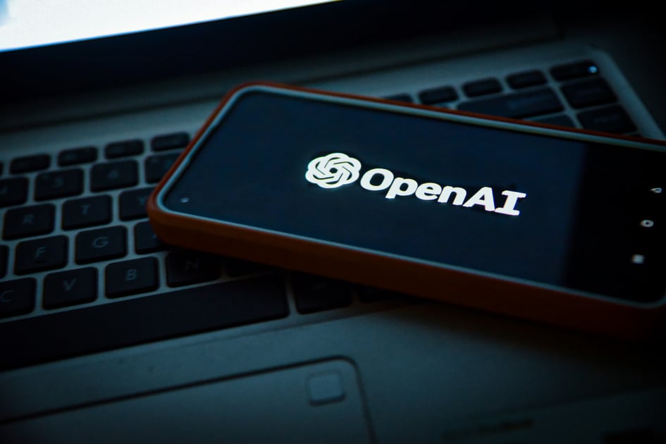 open ai logo on keyboard